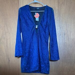 Cider Blue Glitter Mini Dress
